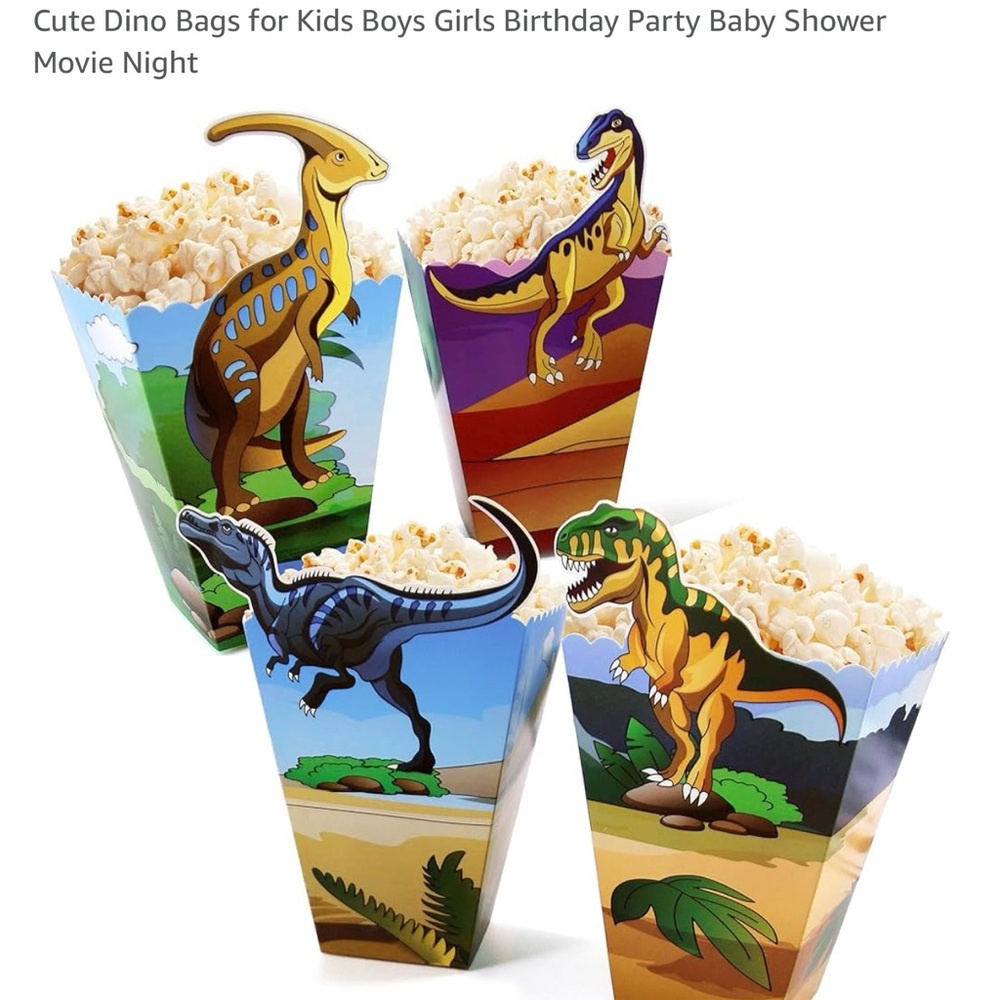 Dinosaur Popcorn Boxes for Kids Party